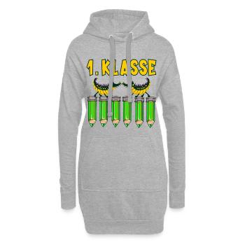 Einschulung 1. Klasse Alligatoren - Hoodie-Kleid - Grau meliert - Vorne