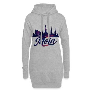 Hamburg Moin Stadt Silhouette galaktisch Geschenk - Hoodie-Kleid - Grau meliert - Vorne