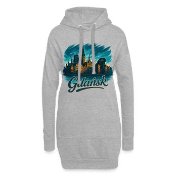 Danzig Gdańsk maritim Silhouette Polen Geschenk - Hoodie-Kleid - Grau meliert - Vorne
