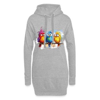 Bunte Vögel zeichnen Humor - Hoodie-Kleid - Grau meliert - Vorne