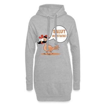HÜHNER HÜHNER HI SCHNURRBART - Hoodie-Kleid - Grau meliert - Vorne