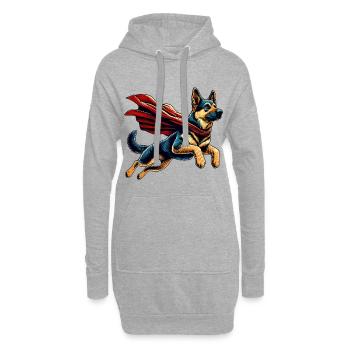 Super chien berger allemand cape cadeau - Sweat-shirt à capuche long Femme - gris chiné - Devant