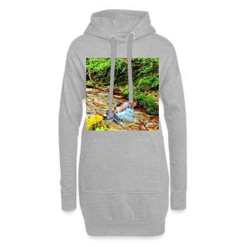 Wasserfall im Grünen Naturdesign - Hoodie-Kleid - Grau meliert - Vorne