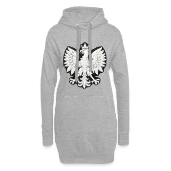 Pologne Polska Aigle drapeau blanc Drapeau Cadeau - Sweat-shirt à capuche long Femme - gris chiné - Devant
