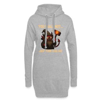 Du sollst nicht überspringen... Bein-Tag - Hoodie-Kleid - Grau meliert - Vorne