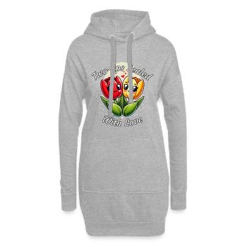 Kawaii Tulpen mit Liebe versiegelte Zweilippen - Hoodie-Kleid - Grau meliert - Vorne