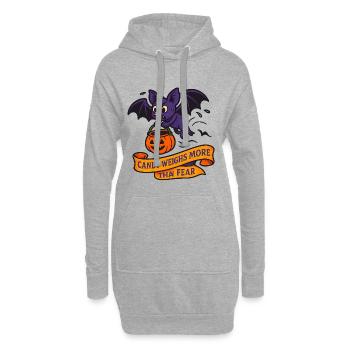 Gruseliger Halloween Bat mit Kürbis - Hoodie-Kleid - Grau meliert - Vorne