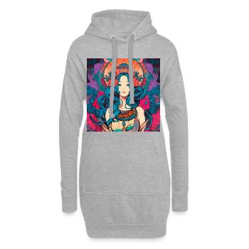 Mystische Blumenfrau Psychedelic Rock Art Nouveau - Hoodie-Kleid - Grau meliert - Vorne