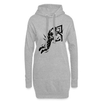 Basketball Slam Dunk Lancer Joueur Dunking Cadeau - Sweat-shirt à capuche long Femme - gris chiné - Devant