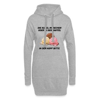 Die Kugel im Becher oder in der Waffel? - Hoodie-Kleid - Grau meliert - Vorne