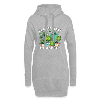 Joyeux joyeux Cactus Plantes Lunettes de soleil Kawaii - Sweat-shirt à capuche long Femme - gris chiné - Devant