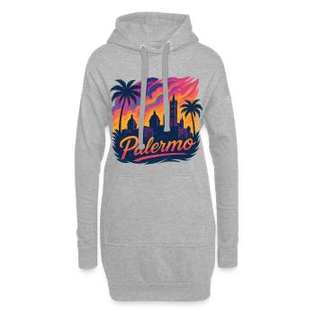Palermo Stadt Italien Sizilien Silhouette Geschenk - Hoodie-Kleid - Grau meliert - Vorne