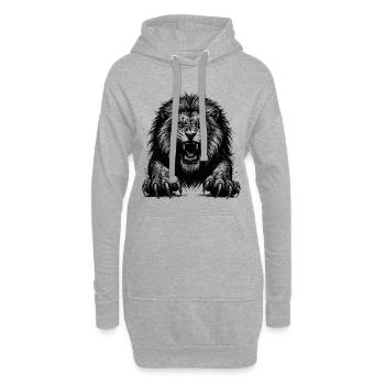 Lion Noir Tête de Fantaisie - Sweat-shirt à capuche long Femme - gris chiné - Devant