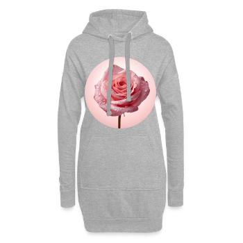Zarte Pinke Rosen mit Tau - Hoodie-Kleid - Grau meliert - Vorne