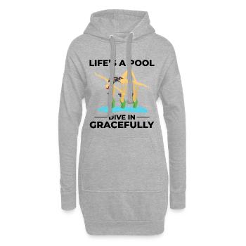 Das Leben ist ein Pool-Sprung in anmutig schwimmenden Humor - Hoodie-Kleid - Grau meliert - Vorne