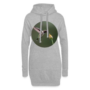 colibri et fleur nature illustration - Sweat-shirt à capuche long Femme - gris chiné - Devant
