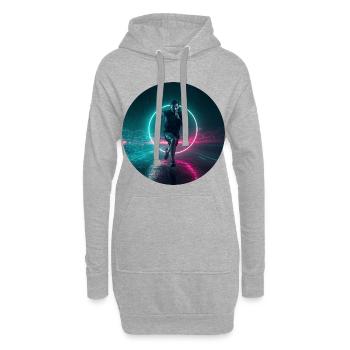 Motif de course Luminous Nights - Sweat-shirt à capuche long Femme - gris chiné - Devant