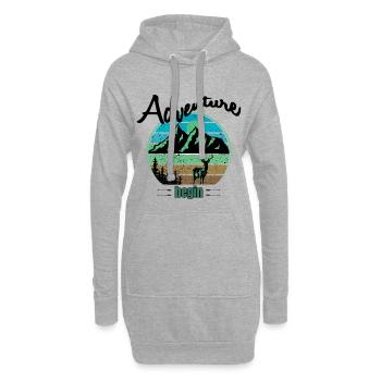 Berge und Wildnis - Hoodie-Kleid - Grau meliert - Vorne