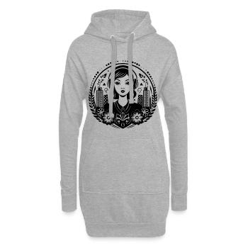 Femme Casque Skyline Urban Groove Techno Rock - Sweat-shirt à capuche long Femme - gris chiné - Devant