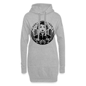 Casque Femme Urbaine Lotus Skyline Rock Techno - Sweat-shirt à capuche long Femme - gris chiné - Devant