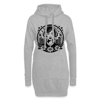 Streetwear – Frau, Kopfhörer, Hip-Hop, cool - Hoodie-Kleid - Grau meliert - Vorne