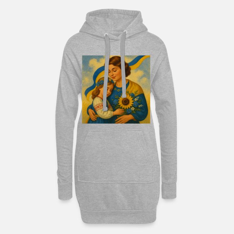 Die Sorge der ukrainischen Mutter - Hoodie-Kleid - Grau meliert