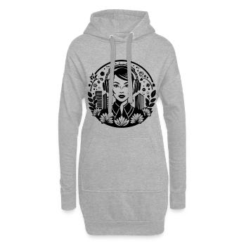 Pop-Kultur Trend Ikon – Frau, Kopfhörer, Poster - Hoodie-Kleid - Grau meliert - Vorne