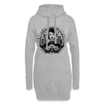 Underground Scene Passage – Femme au casque - Sweat-shirt à capuche long Femme - gris chiné - Devant