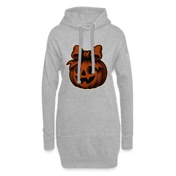 Citrouille effrayante avec arc - Sweat-shirt à capuche long Femme - gris chiné - Devant
