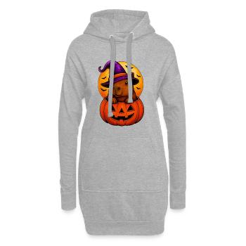 Niedliches Capybara im Halloween-Kürbis - Hoodie-Kleid - Grau meliert - Vorne