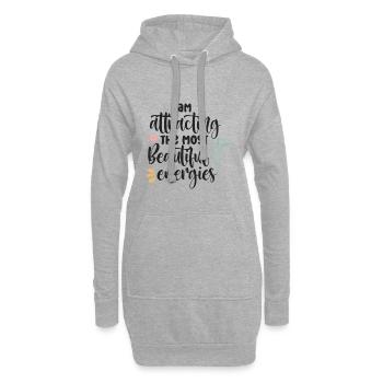 J’attire de belles énergies - Sweat-shirt à capuche long Femme - gris chiné - Devant