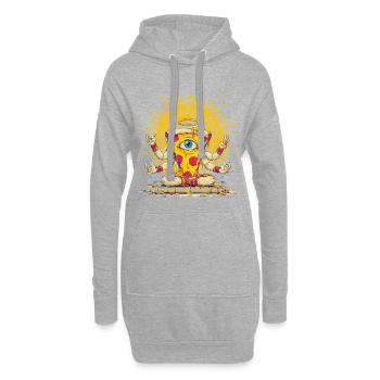 Krasser Pizza-Gott - Hoodie-Kleid - Grau meliert - Vorne