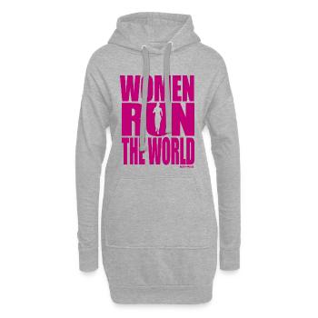 WOMEN RUN THE WORLD - Rosa Damenläufer-Design - Hoodie-Kleid - Grau meliert - Vorne