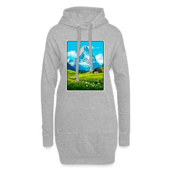 Eiger, Suisse, Montagne, paysage, Illustration - Sweat-shirt à capuche long Femme - gris chiné - Devant