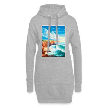 Nazaré, Portugal, Falaises côtières, Scène - Sweat-shirt à capuche long Femme - gris chiné - Devant