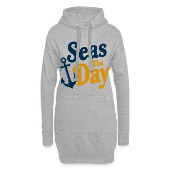 Seas The Day - Anker-Symbol - Hoodie-Kleid - Grau meliert - Vorne