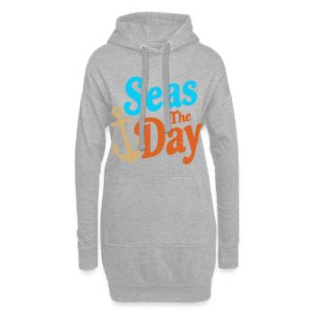 Seas The Day - Anker-Symbol - Hoodie-Kleid - Grau meliert - Vorne