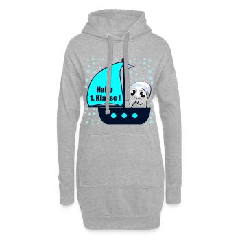 Einschulung Schulkind Boot Erste Klasse Geister - Hoodie-Kleid - Grau meliert - Vorne