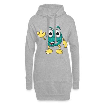 Lustiges Monster - Hoodie-Kleid - Grau meliert - Vorne