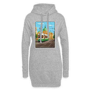 Sofia, Bulgarien: Historische Straßenbahn, elegantes Stadtbild - Hoodie-Kleid - Grau meliert - Vorne