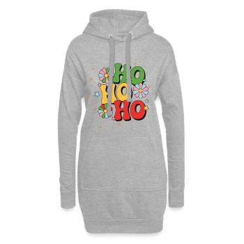 Lebendiges Ho Ho Ho Weihnachtsdesign - Hoodie-Kleid - Grau meliert - Vorne