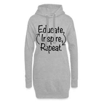 Educate Inspire Répétitif Dicton de l’enseignant - Sweat-shirt à capuche long Femme - gris chiné - Devant