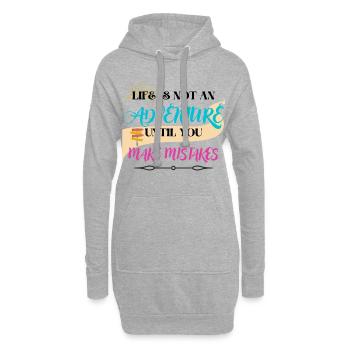 Das Leben ist kein Abenteuer, bis du Fehler machst - Hoodie-Kleid - Grau meliert - Vorne