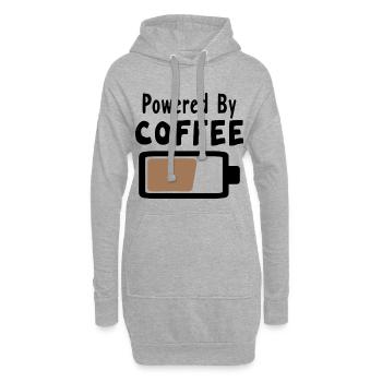 Powered By Coffee - Kaffee Statement Spruch - Hoodie-Kleid - Grau meliert - Vorne