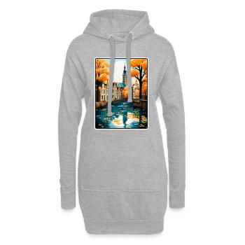 Gouda Niederlande Vintage-Reiseplakat Stadtlandschaft - Hoodie-Kleid - Grau meliert - Vorne
