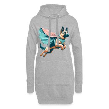 Heldentier Super Hund Schäferhund Cape Geschenk - Hoodie-Kleid - Grau meliert - Vorne