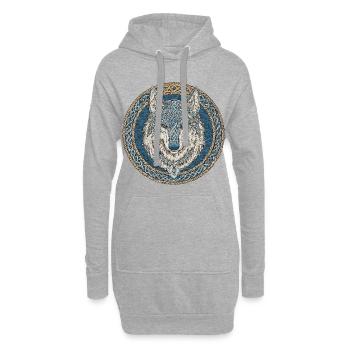 Mythologie du loup nordique - Sweat-shirt à capuche long Femme - gris chiné - Devant