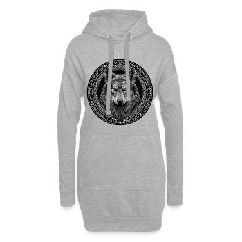 Nordischer Wolf Wikinger Runen - Hoodie-Kleid - Grau meliert - Vorne