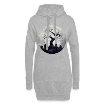 Dunkle Geisterbäume mit Friedhof - Hoodie-Kleid - Grau meliert - Vorne
