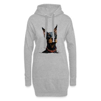 Doberman cool - Sweat-shirt à capuche long Femme - gris chiné - Devant
